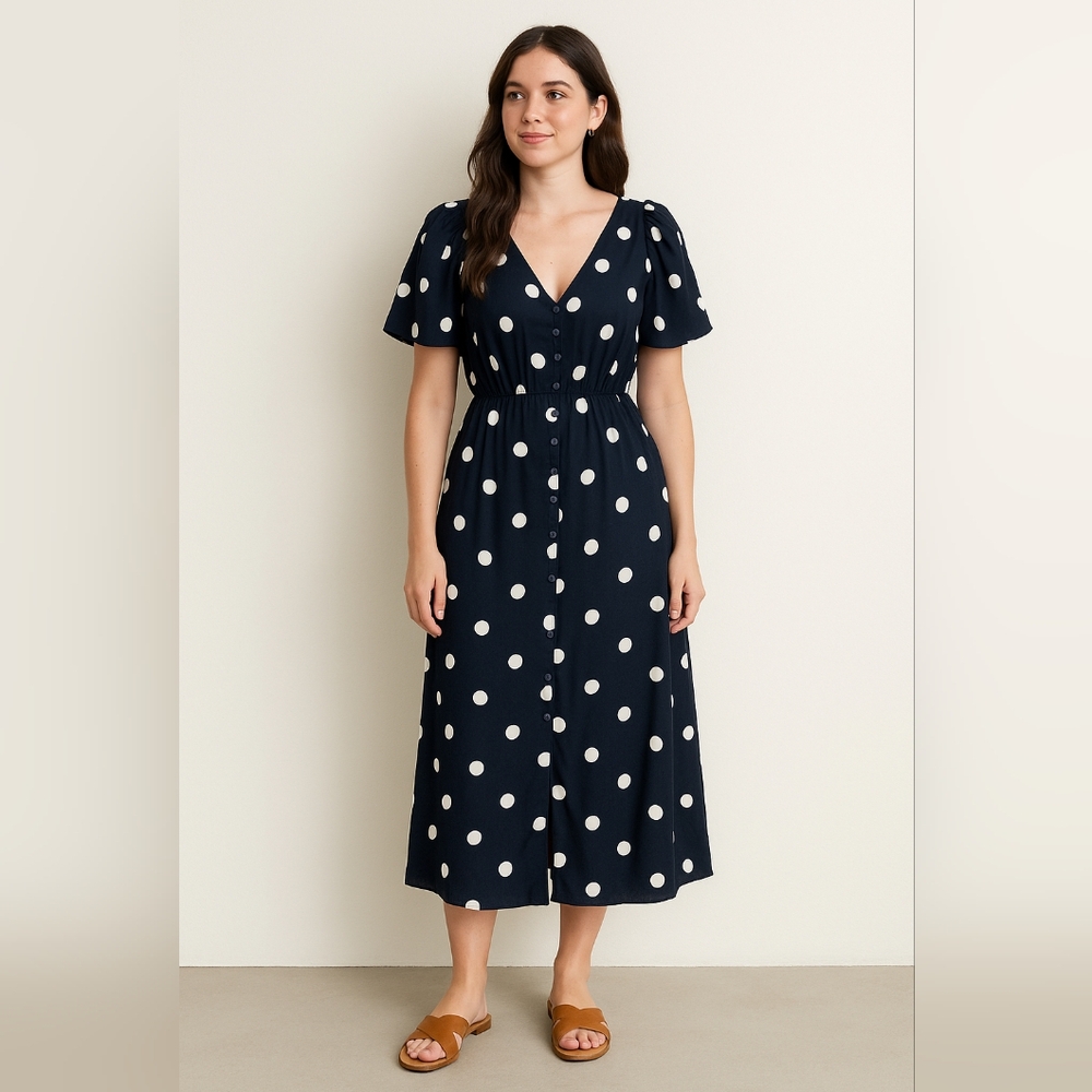 Navy Polka Dot Dress
